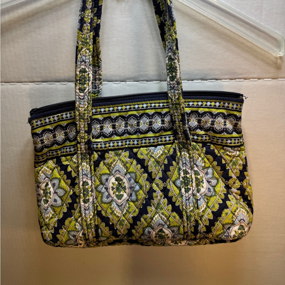 Vera Bradley Green & Blue Quilted Cambridge Women’s Shoulder Bag Purse 11”x8”x4”